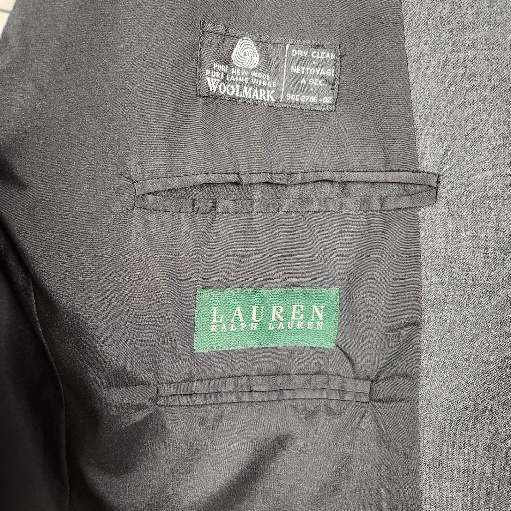 EUC LRL Ralph Lauren Charcoal‎ Gray Single Breasted Suit Jacket Size 42R #677 - Picture 8 of 12